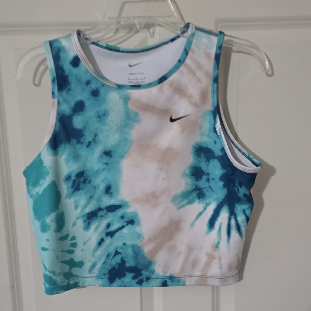 Nike Blue and Cream Tie-Dye Tank Top
